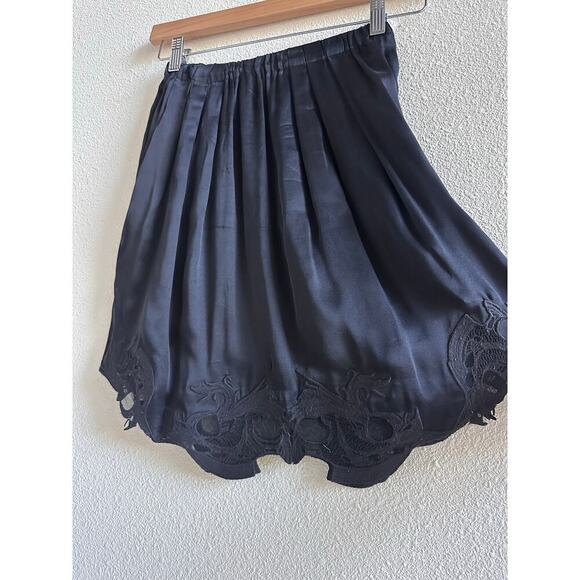 IRO Embroidered Black Silk Slip Skirt Size 34 - Picture 3 of 6